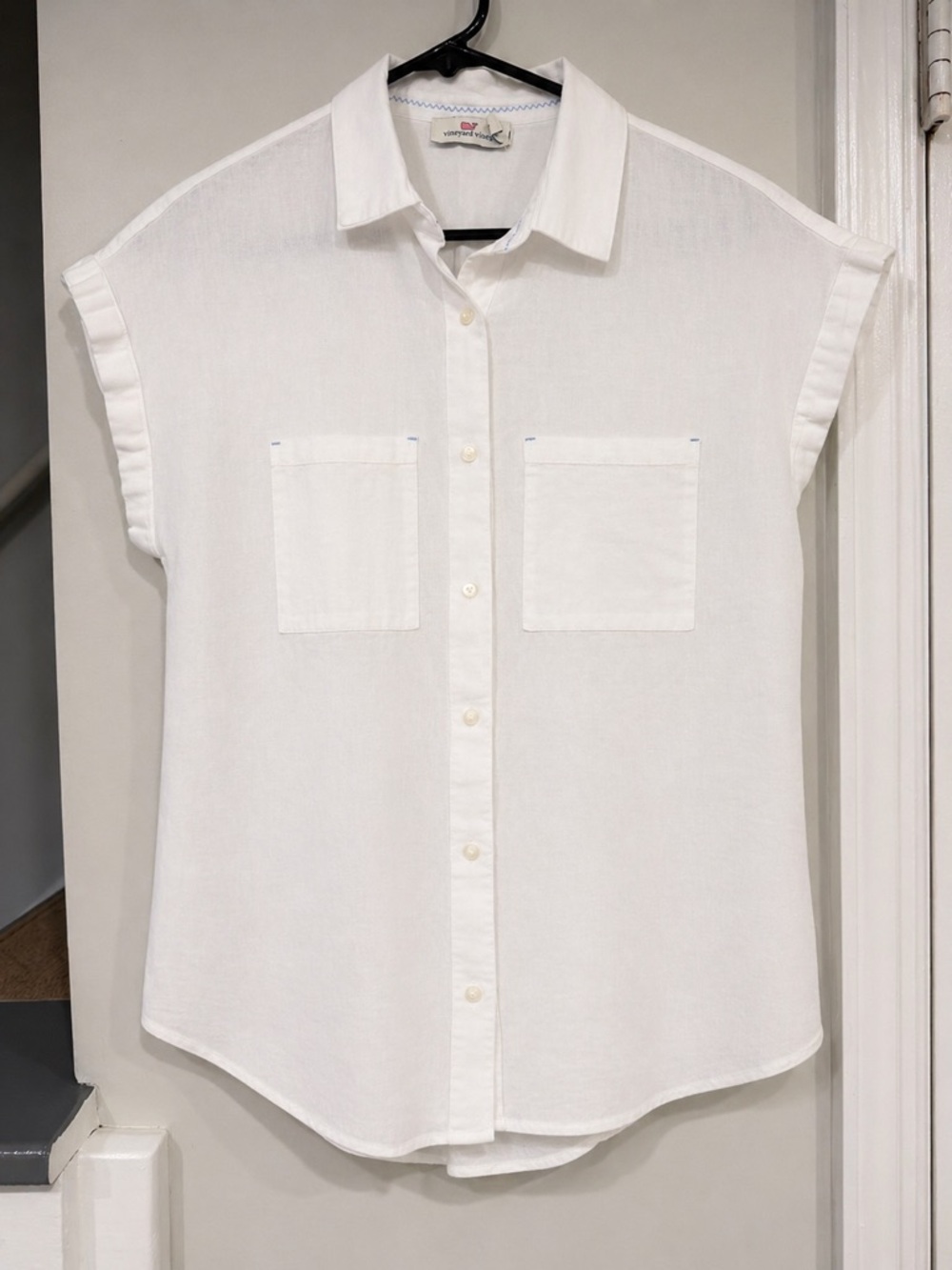 Vineyard Vines 100% Cotton White Button-Down Short Sleeve Pocket Shirt